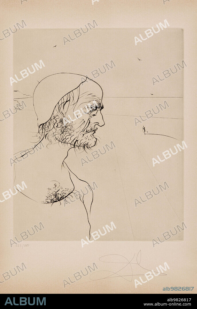 SALVADOR DALÍ. Illustration for "The Old Man and the Sea" by Ernest Hemingway.