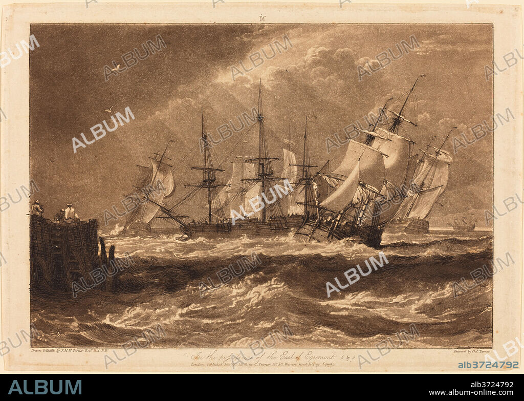 JOSEPH MALLORD WILLIAM TURNER AND CHARLES TURNER. Ships in a Breeze. Dated: published 1808. Medium: etching and mezzotint.