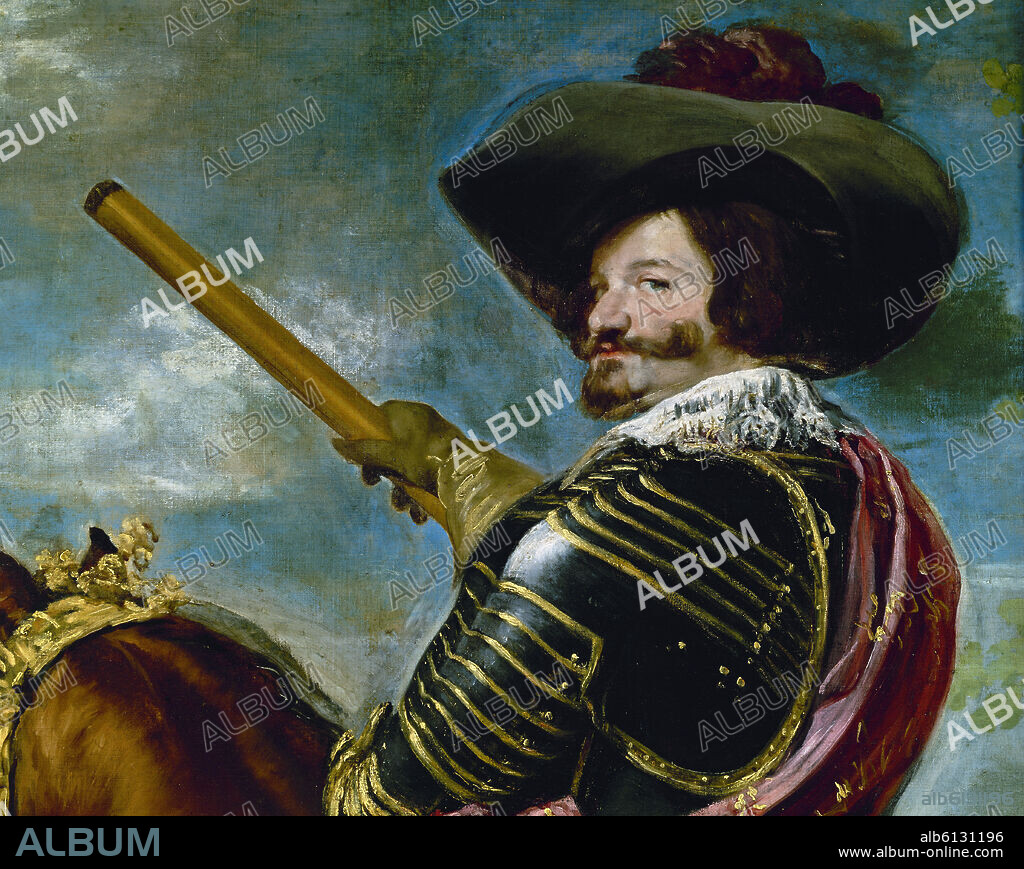 DIEGO VELAZQUEZ (1599-1660). GASPAR DE GUZMAN, CONDE DUQUE DE OLIVARES A CABALLO - DETALLE - HACIA 1632 - O/L - NP 1181 - BARROCO ESPAÑOL - CONJUNTO 7434.