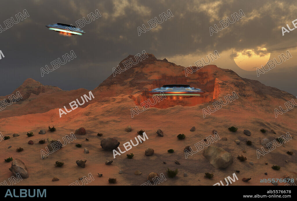 Alien UFOs using a secret entrance to get into Dulce Underground Base In New Mexico, USA.