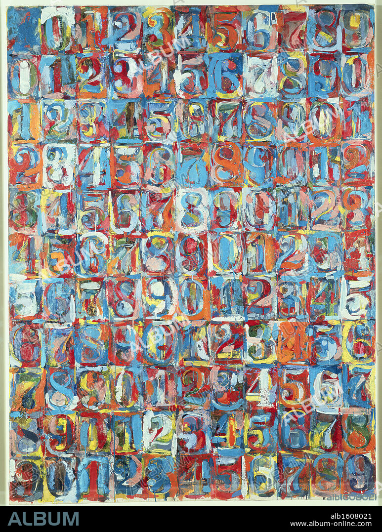 Numbers in Color by Jasper Johns, encaustic collage, born 1930, USA, New York State, Buffalo, Albright Knox Art Gallery.