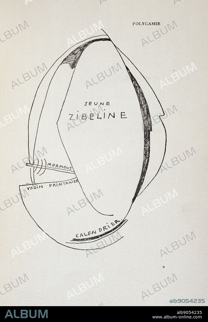 Polygamy' from 'Poems and drawings for 'Child born without a mother' 1918, by Francis Picabia (1879 - 1953); French avant-garde painter, poet and typographist. After experimenting with Impressionism and Pointillism, Picabia became associated with Cubism. He was one of the early major figures of the Dada movement and was briefly associated with Surrealism.