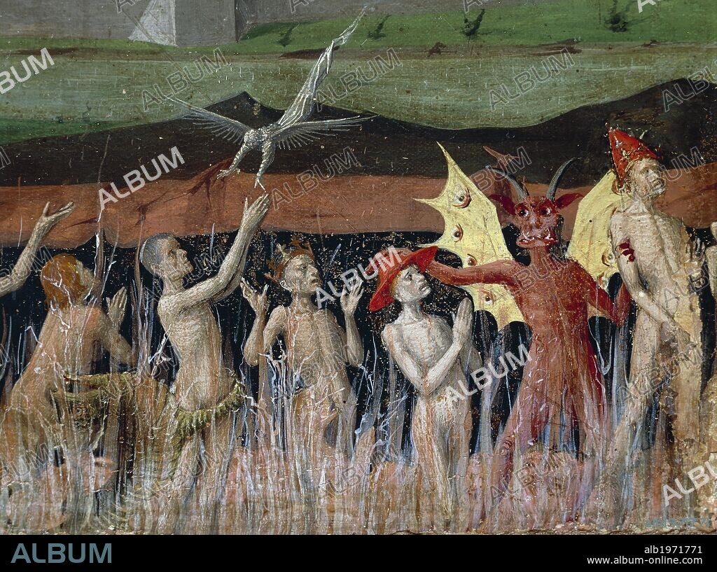 Purgatory, detail from the Coronation of the Virgin Altarpiece, 1454, by Enguerrand Quarton (ca 1410-1466), tempera on panel, 183x220 cm.