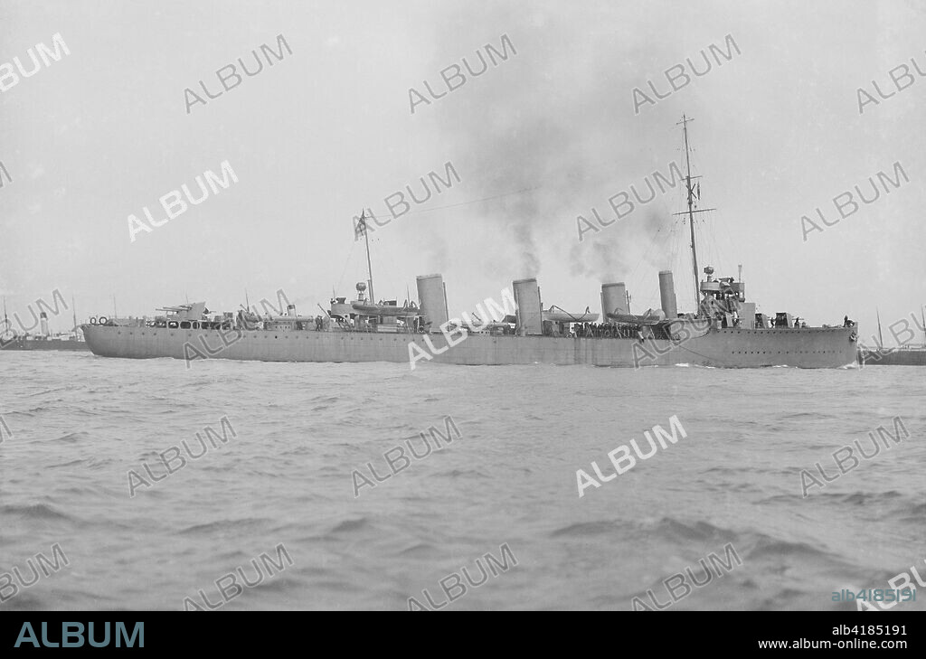 'HMS Faulknor', 1914. HMS Faulknor was a British destroyer of the First World War. She was purchased by the Royal Navy whilst still under construction in Britain for the Chilean Navy who had ordered her in 1912 as part of the Almirante Lynch class. She was renamed after the Faulknor family of British nineteenth century naval officers. In 1920, following the end of the war, Faulknor and her surviving sisters were all returned to Chile, where she served as Almirante Riveros until 1933.