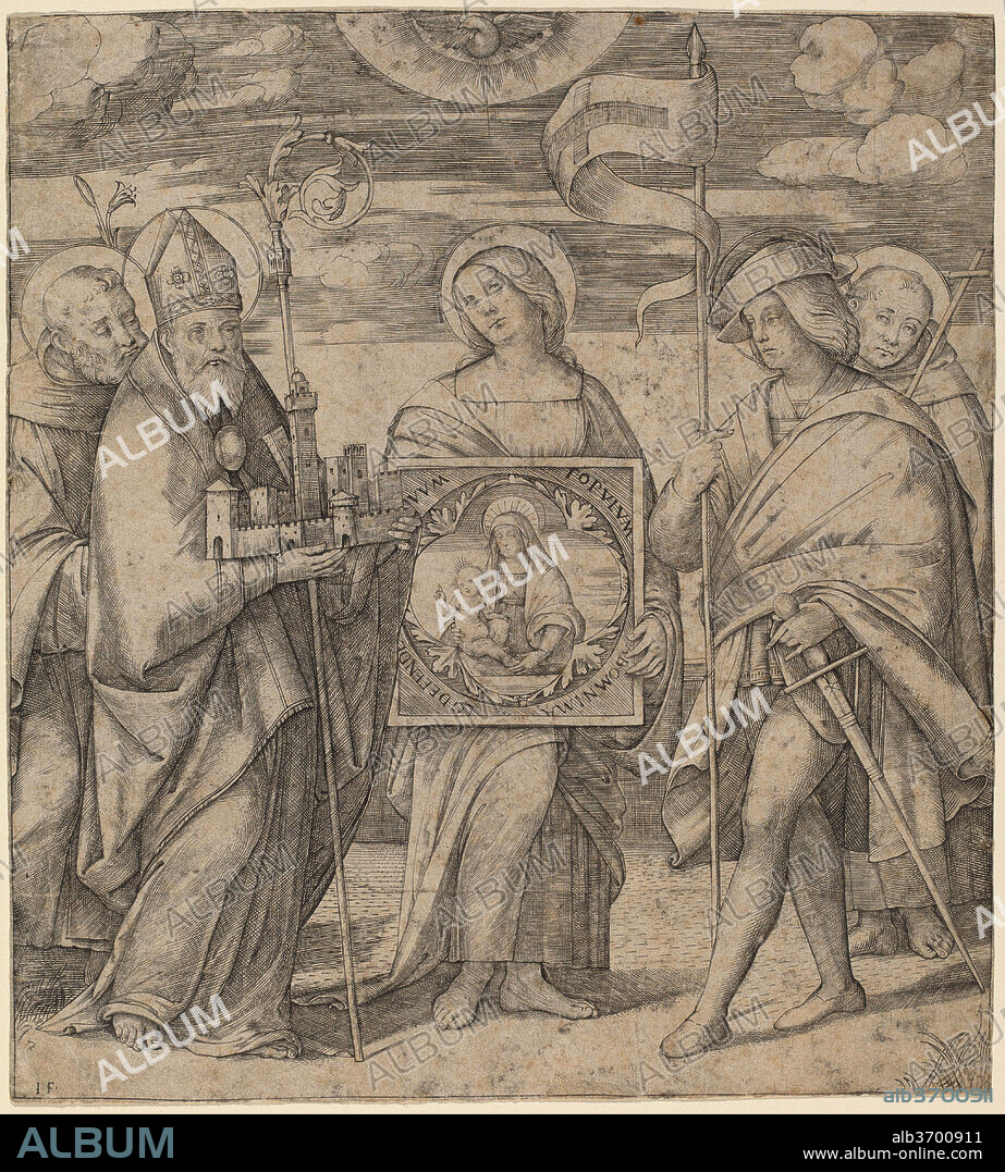 JACOPO FRANCIA. Patron Saints of Bologna. Dated: c. 1515/1520. Dimensions: sheet (trimmed to plate mark): 25.5 x 23.1 cm (10 1/16 x 9 1/8 in.). Medium: engraving.