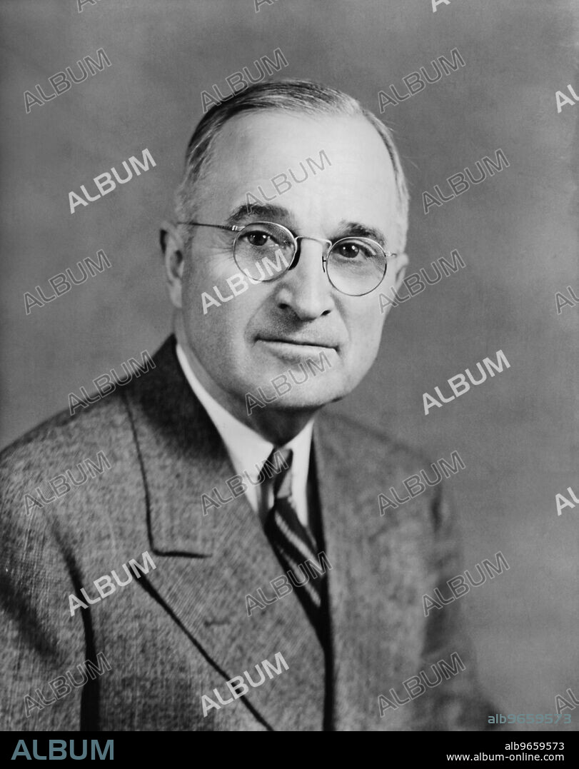 Harry S. Truman (1884-1972), 33rd President of the United States 1945-1953, Head and Shoulders Portrait, photograph by Edmonston Studio, June 1945.