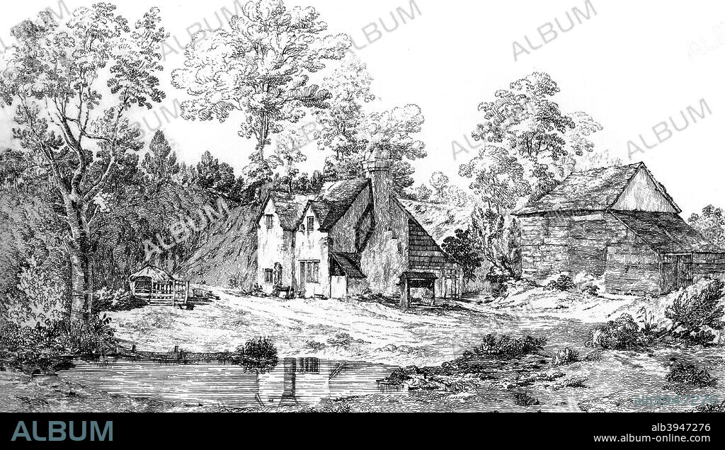 View of the residence of Elwood, friend of John Milton, at Chalfont St Giles, Buckinghamshire, 1840. Thomas Elwood, an early Quaker, was secretary to the poet John Milton (1608-1674). Illustration from Historical and Literary Curiosities consisting of Fac-similies of Original Documents, by Charles John Smith, (Henry G Bohn, London, 1840).