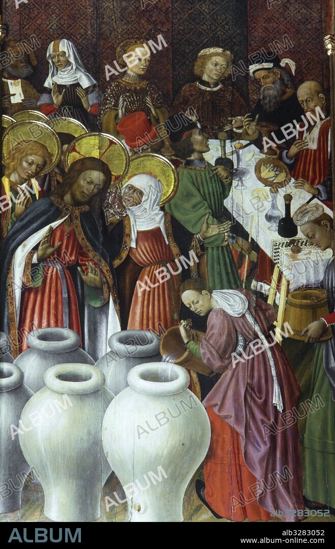 BERNAT MARTORELL. Retablo de la Transfiguración, 1445-1452. La boda de Caná. Pintura al temple sobre tabla. Catedral de Barcelona.