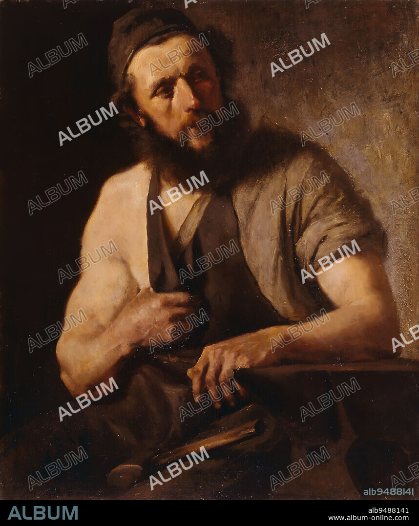 The Blacksmith, 19th century, Franz von Defregger, German, 1835 - 1921, 36 1/2 x 30 7/8 in. (92.71 x 78.42 cm) (canvas)45 1/2 x 40 x 3 1/2 in. (115.57 x 101.6 x 8.89 cm) (outer frame), Oil on canvas, Germany, 19th century.