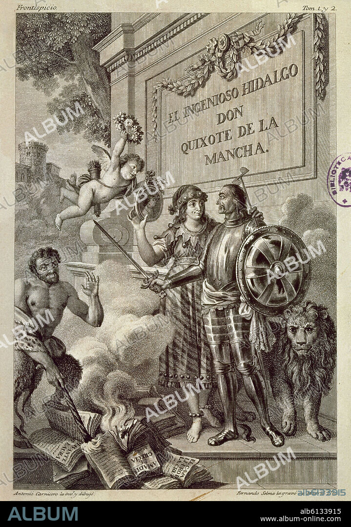MIGUEL DE CERVANTES SAAVEDRA. Don Quixote de la Mancha . 1st editon by Joaquin de Ibarra, the king's printer, in 1780. Madrid, National library.