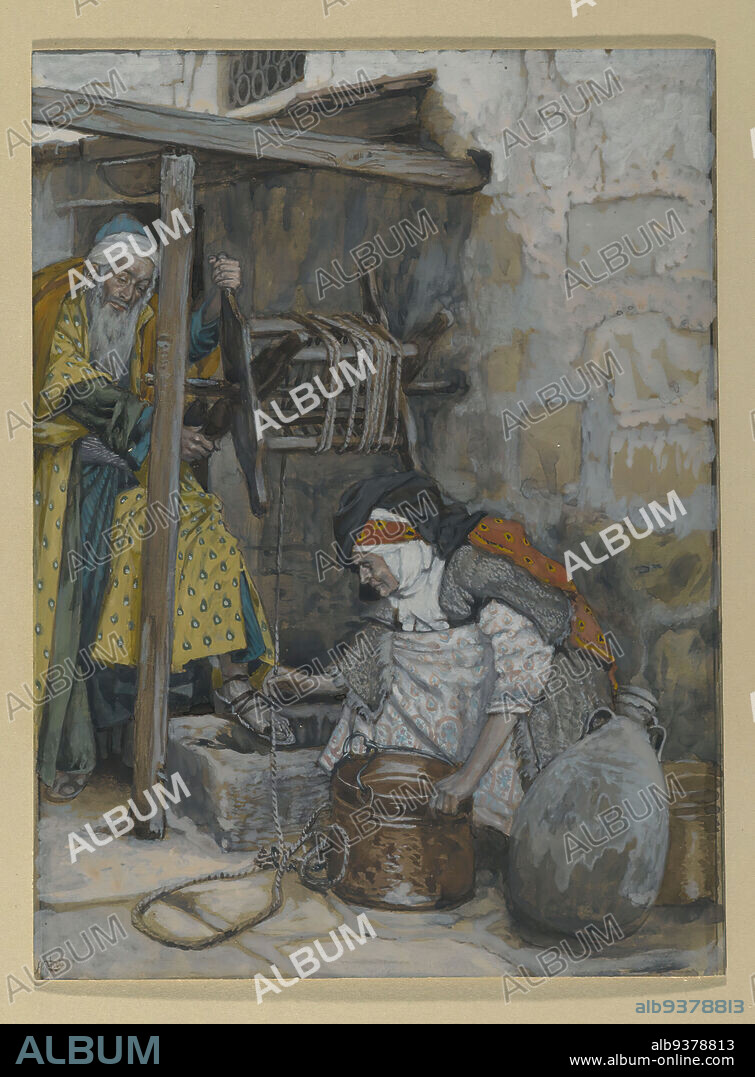 Portrait of Zacharias and Elizabeth, Portrait de Zacharie et d'Elisabeth, The Life of Our Lord Jesus Christ, La Vie de Notre-Seigneur Jésus-Christ, James Tissot, French, 1836-1902, Opaque watercolor over graphite on gray wove paper, France, 1886-1894, Image: 8 7/8 x 6 5/8 in., 22.5 x 16.8 cm, 19th Century, beggars, european, French, Luke 1:5-25, painting, Tissot, watercolor, well.