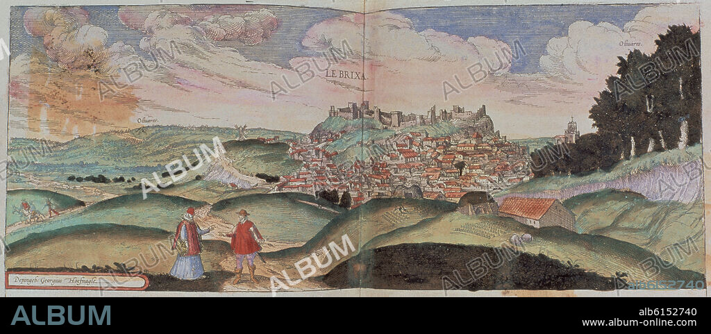 GEORG BRAUN 1541-1622 / FRANS HOGENBERG. CIVITATES ORBIS TERRARUM - DETALLE - LEBRIJA GRABADO - SIGLO XVI - CONJUNTO CON SETENIL EN EL NUMERO 76374.
