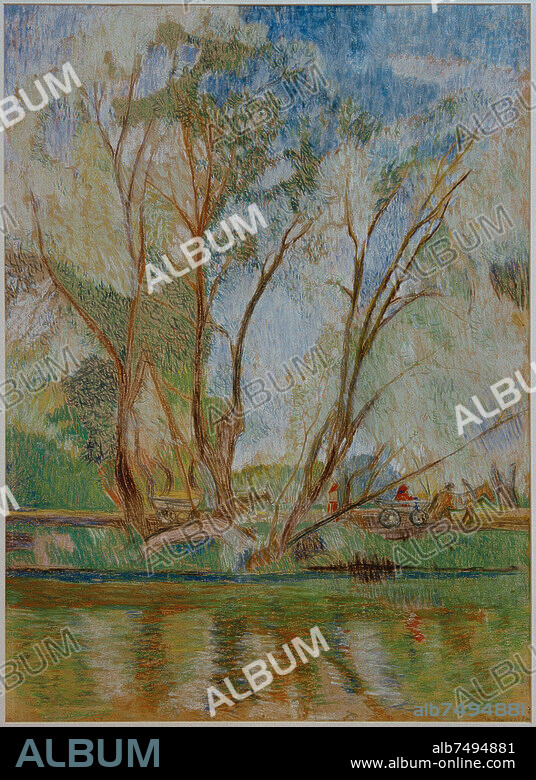 NATALIA SERGEYEVNA GONCHAROVA. Gontscharowa, Natalija Sergejewna 1881-1962. "Flussufer", 1906. Pastell auf Papier, 68 × 49 cm. Privatsammlung.