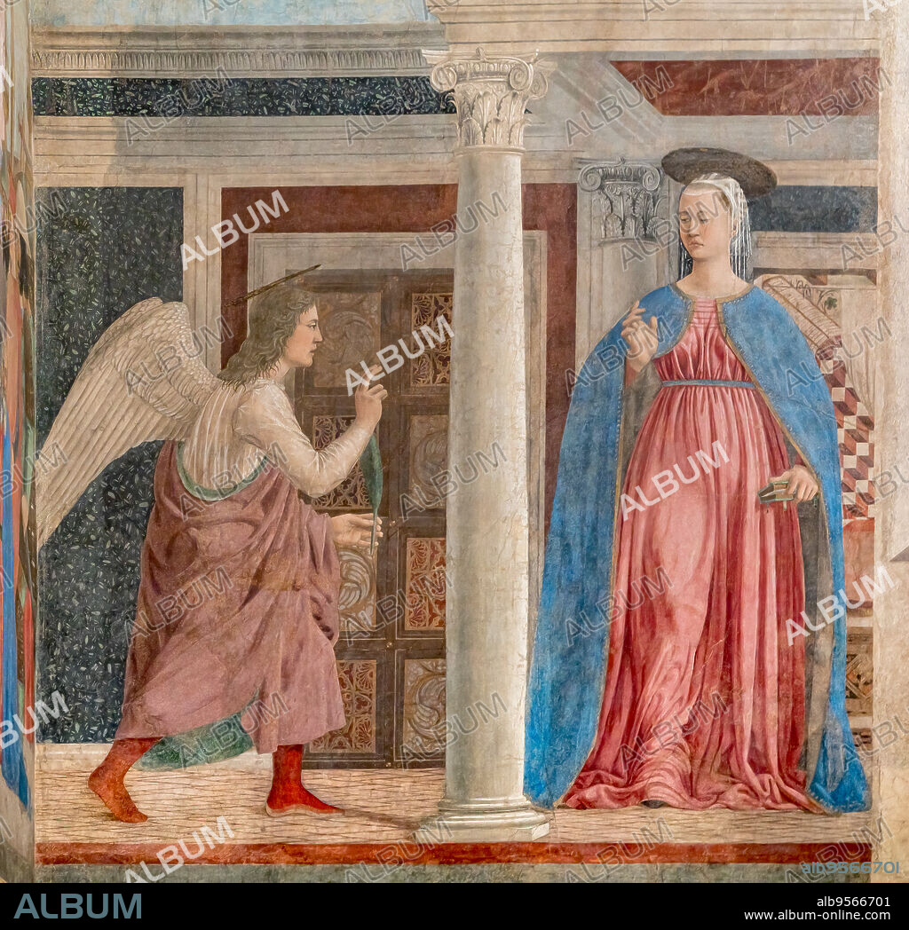 The Annunciation, detail of "The Stories of the True Cross, fresco by Piero della Francesca (1452-1466).