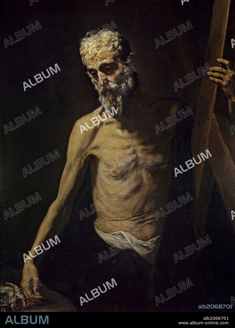 JOSÉ DE RIBERA. José de Ribera / 'San Andrés', Hacia 1631, Escuela Española, Óleo sobre Lienzo, 123 cm x 95 cm, P01078.