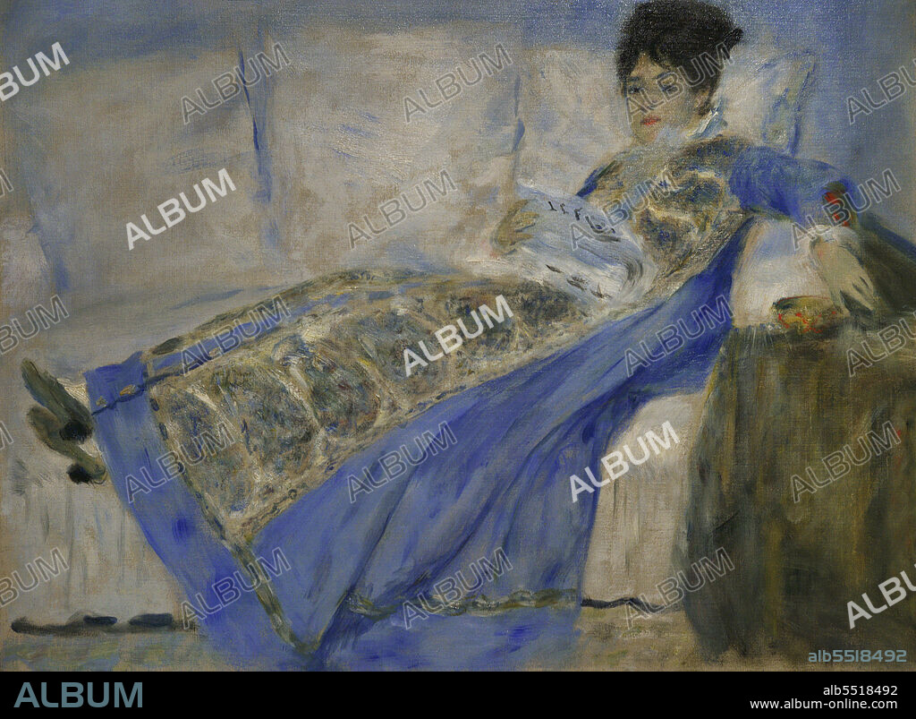 PIERRE-AUGUSTE RENOIR (1841-1919). FRENCH PAINTER.. Pierre-Auguste Renoir (1841-1919). Pintor impresionista francés. Retrato de Madame Claude Monet, h. 1872-1874. Oleo sobre lienzo (53 x 71,7 cm). Museo Calouste Gulbenkian. Lisboa. Portugal.