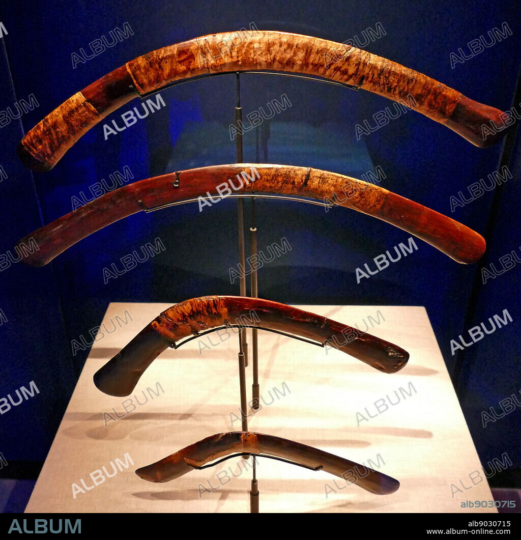 Wooden boomerangs with decoration. from the tomb of King Tutankhamen 1336 - 1326 B.C.