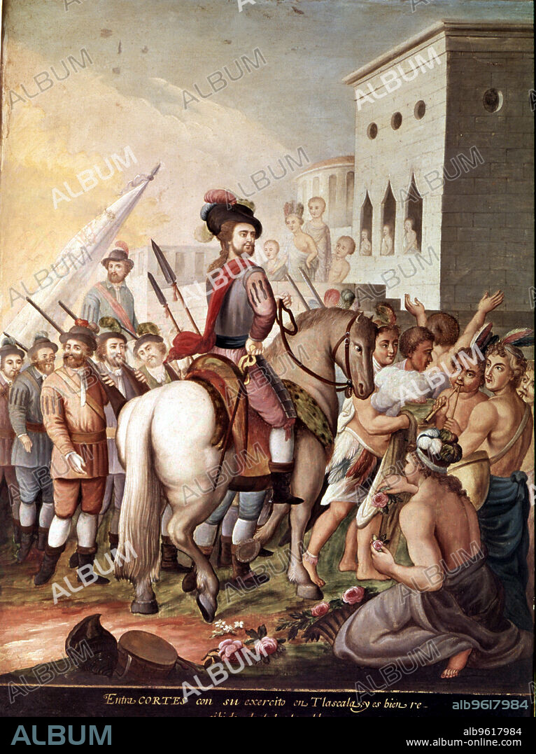 Entry of Hernán Cortés in Tlaxcala', series of Paintings 'Conquest of Mexico'.