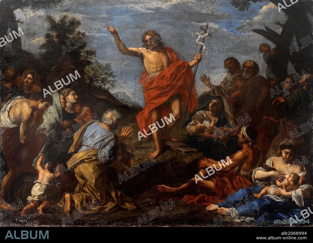 Pier Francesco Mola / 'Predicación de San Juan Bautista', Escuela Italiana, Lienzo, 98 cm x 136 cm, P05756.