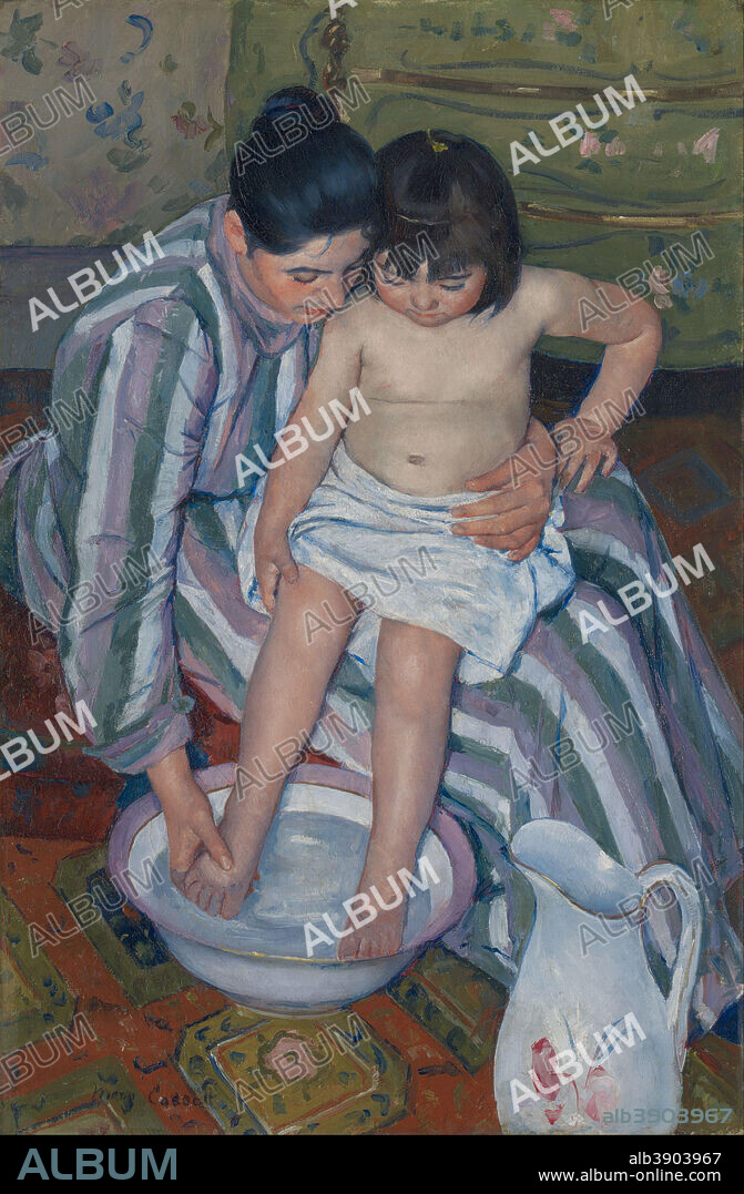 MARY CASSATT. The Child's Bath. Date/Period: 1893. Painting. Oil on canvas Oil on canvas. Height: 1,003 mm (39.48 in); Width: 661 mm (26.02 in).