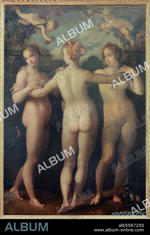 HANS VON AACHEN. Aachen, Hans von. 1552-1615. "Die drei Grazien", um 1604. Öl auf Leinwand, 209 × 138 cm. Bukarest, Staatliches Kunstmuseum.