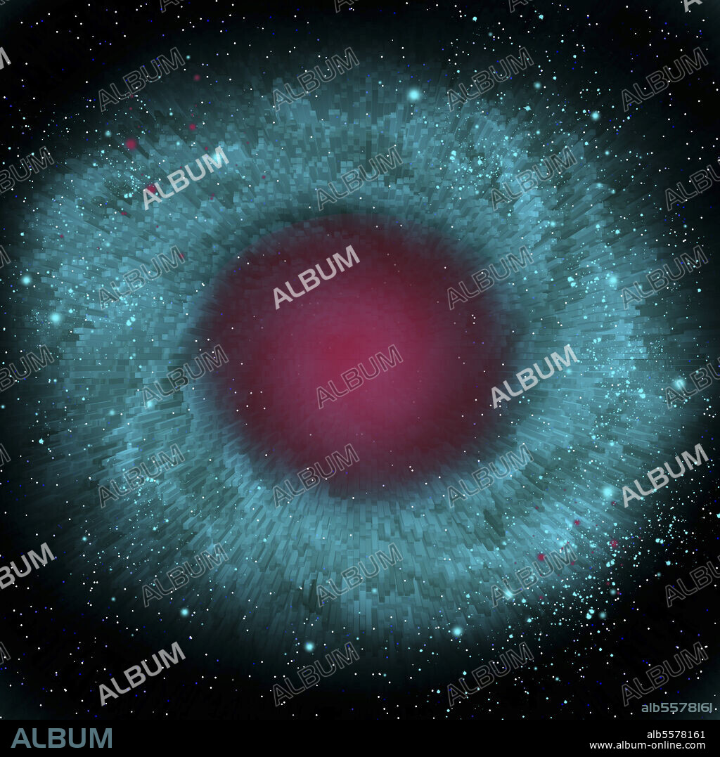 Artist's concept of the Helix Nebula. The Helix Nebula, NGC 7293, is a planetary nebula and was formed from the end of a star's evolution.