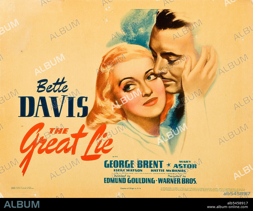 BETTE DAVIS en LA GRAN MENTIRA, 1941 (THE GREAT LIE), dirigida por EDMUND GOULDING. Copyright WARNER BROTHERS.