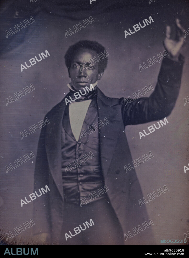 AUGUSTUS WASHINGTON. Edward J. Roye, three-quarter length portrait, standing, with hand raised, between 1856 and 1858. Edward J. Roye served as speaker of the Liberian House of Representatives (1849-1850), chief justice of the Supreme Court of Liberia, and President of Liberia from 1870 to 1871.