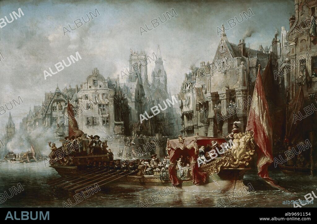 Arrival of the Duke of Alba in Rotterdam. Painting in the Louvre by Eugène Isabey 1567.