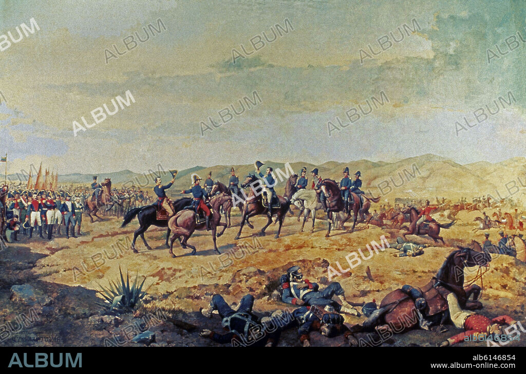 HERRERA TORO ANTONIO. BATALLA DE AYACUCHO EN 1824 - 1890 - O/L 528x778 - BATALLA DECISIVA PARA LA INDEPENDENCIA DE AMERICA.
