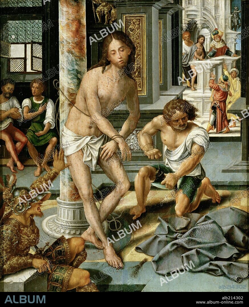 Pieter Coecke van Aelst / 'Cristo atado a la columna', Óleo sobre tabla.