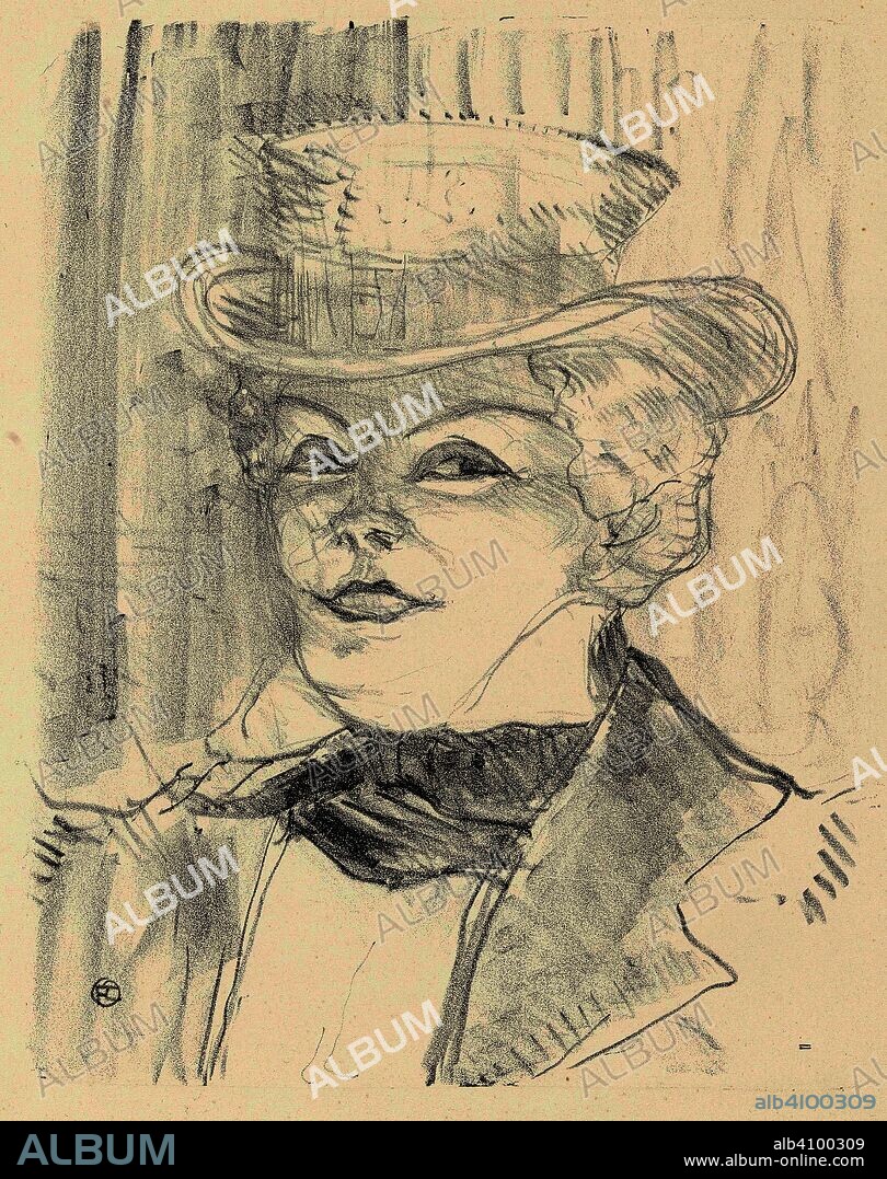 HENRI DE TOULOUSE-LAUTREC. Madame Réjane from the series Portraits d'acteurs et actrices. Dimensions: 50.4 cm x 32.8 cm, 29.5 cm x 22 cm.