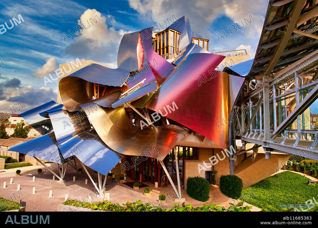 Marques de Riscal Hotel, designed by architect Frank Owen Gehry, Elciego, Rioja Alavesa, Araba, Basque Country, Spain, Europe.