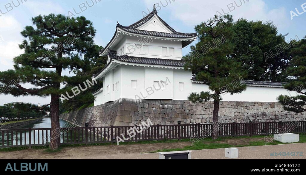 Nijo Castle, Kyoto, Japan. The castle consists of two concentric rings (Kuruwa) of fortifications, the Ninomaru Palace, the ruins of the Honmaru Palace, various support buildings and several gardens. In 1601, Tokugawa Ieyasu, the founder of the Tokugawa shogunate, ordered all the feudal lords in Western Japan to contribute to the construction of Nijo Castle, which was completed during the reign of Tokugawa Iemitsu in 1626.