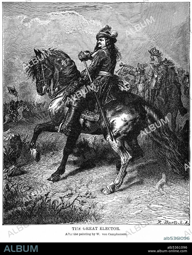 The Great Elector (Frederick William), after the painting by W. von Camphausen, Illustration, Ridpath's History of the World, Volume III, by John Clark Ridpath, LL. D., Merrill & Baker Publishers, New York, 1897.