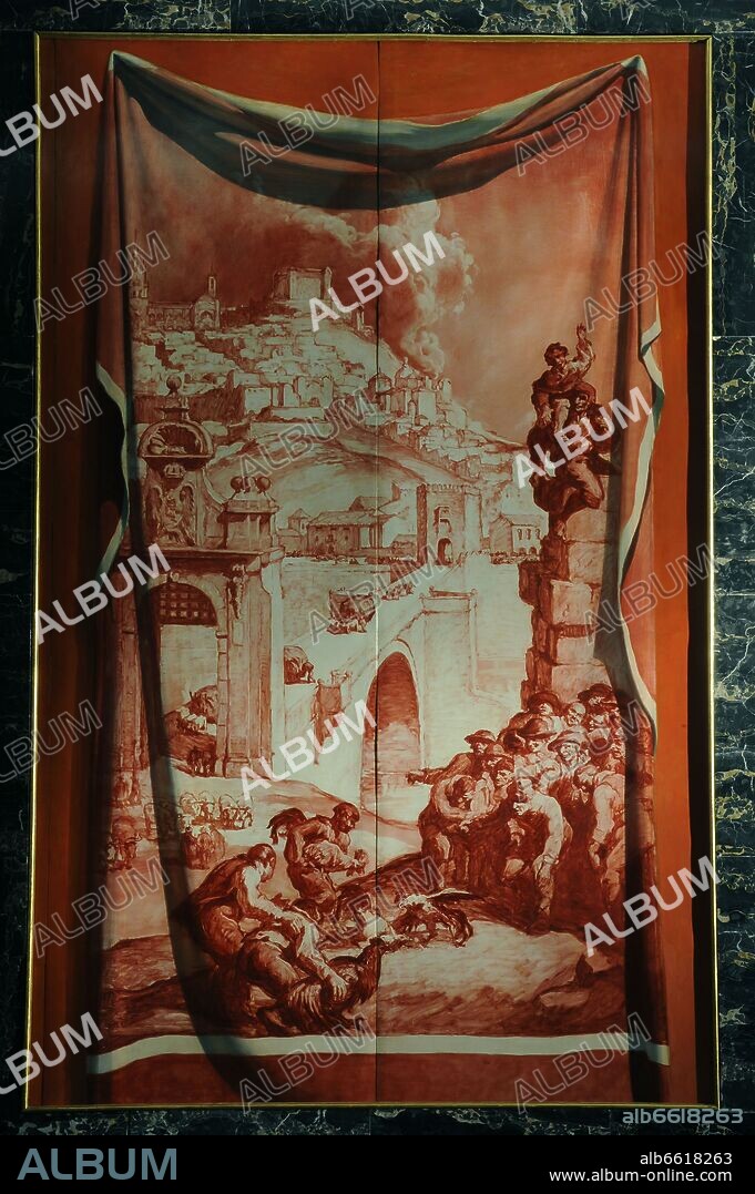 JOSEP MARIA SERT. TOLEDO - TABLA CON SANGUINA LAQUEADA SITUADA EN EL SALON DE CONSEJOS DEL BANCO EXTERIOR DE ESPAÑA - 1920 - 3,06x1,94 m - DESPUES DE RESTAURAR.