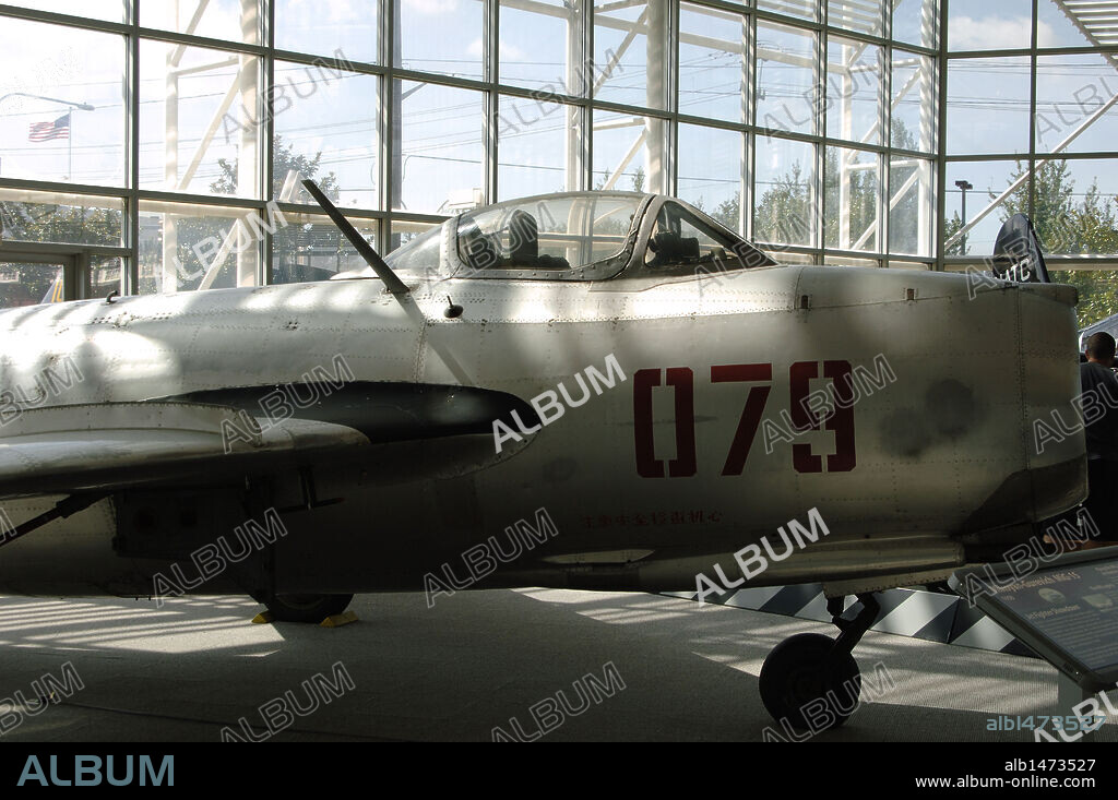 "MIKOYAN-GUREVICH MiG-15" (1950). Desarrollado por la Unión Soviética tras la Segunda Guerra Mundial. Entró en servicio en 1949, empleado en Corea del norte, Unión Soviética y China. Museo del Vuelo. Seattle. Estado de Washington. Estados Unidos.