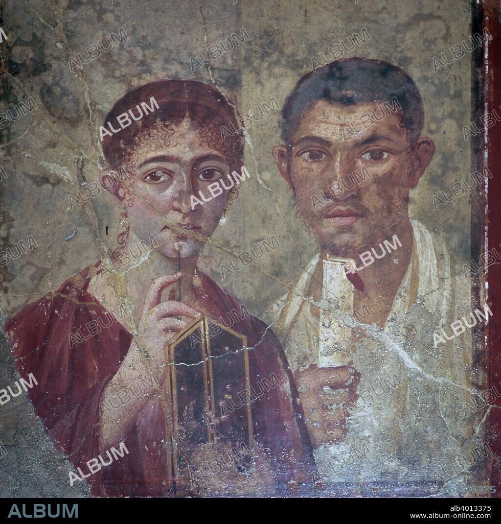 Portrait of Terentius Neo and his wife from Pompeii. From the National Museum's collection in Naples, 1st century.