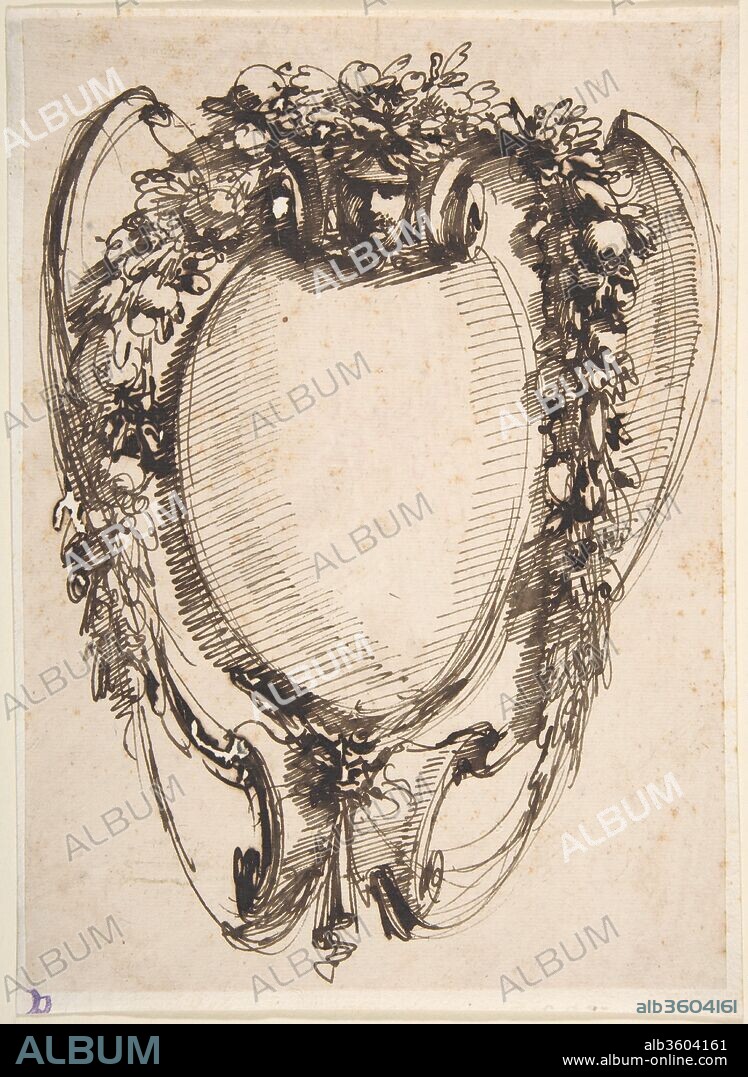 ATTRIBUTED TO CARLO BIANCONI. Design for a Cartouche with Hanging