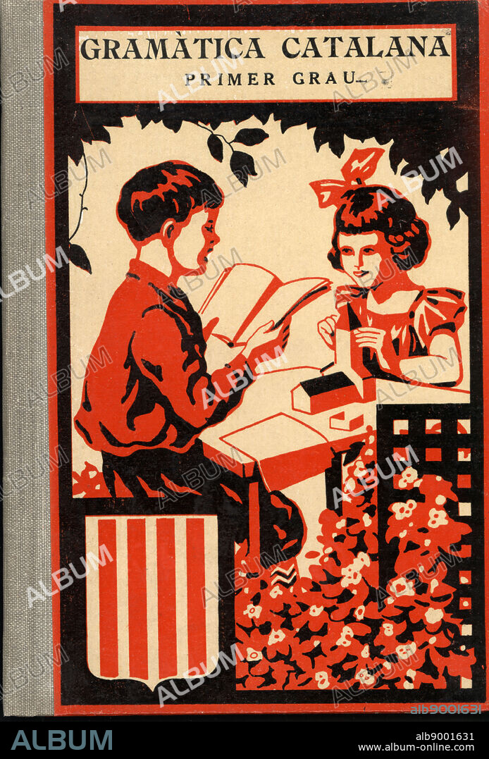 Catalunya. Portada del libro escolar Gramática catalana, de Joan Gelabert i Crosa. Editorial Dalmau, Carles Pla. Girona, 1931.