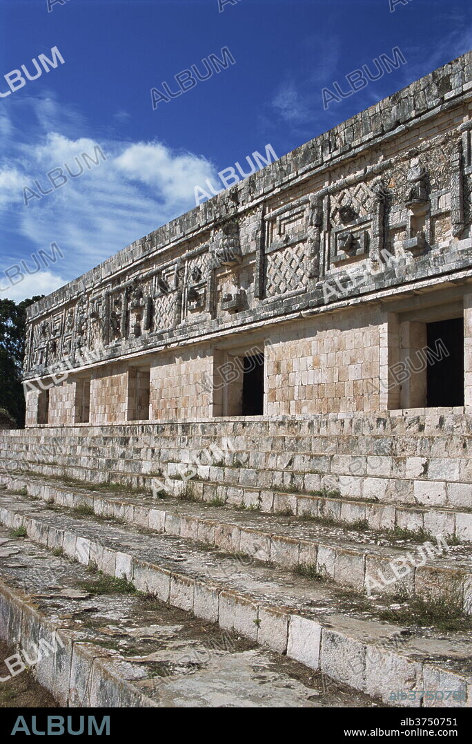 Nunnery Quadrangle at the Mayan site of Uxmal, UNESCO World Heritage Site, Uxmal, Yucatan, Mexico, North America.