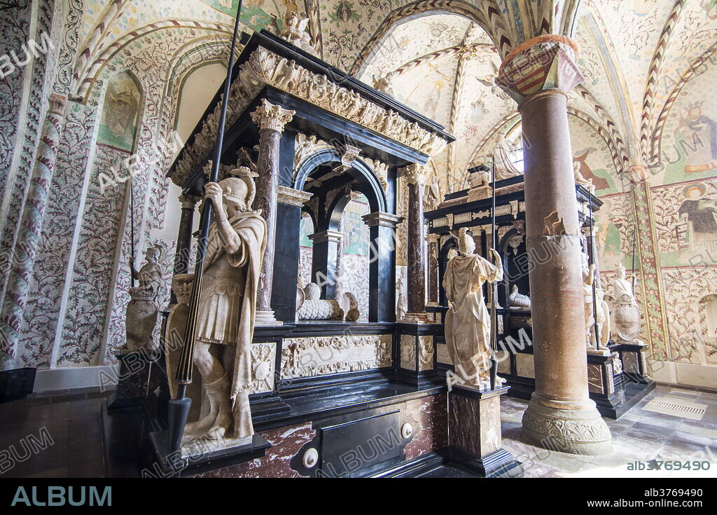 Sepulchral monument in the Cathedral of Roskilde, UNESCO World Heritage Site, Denmark, Scandinavia, Europe.