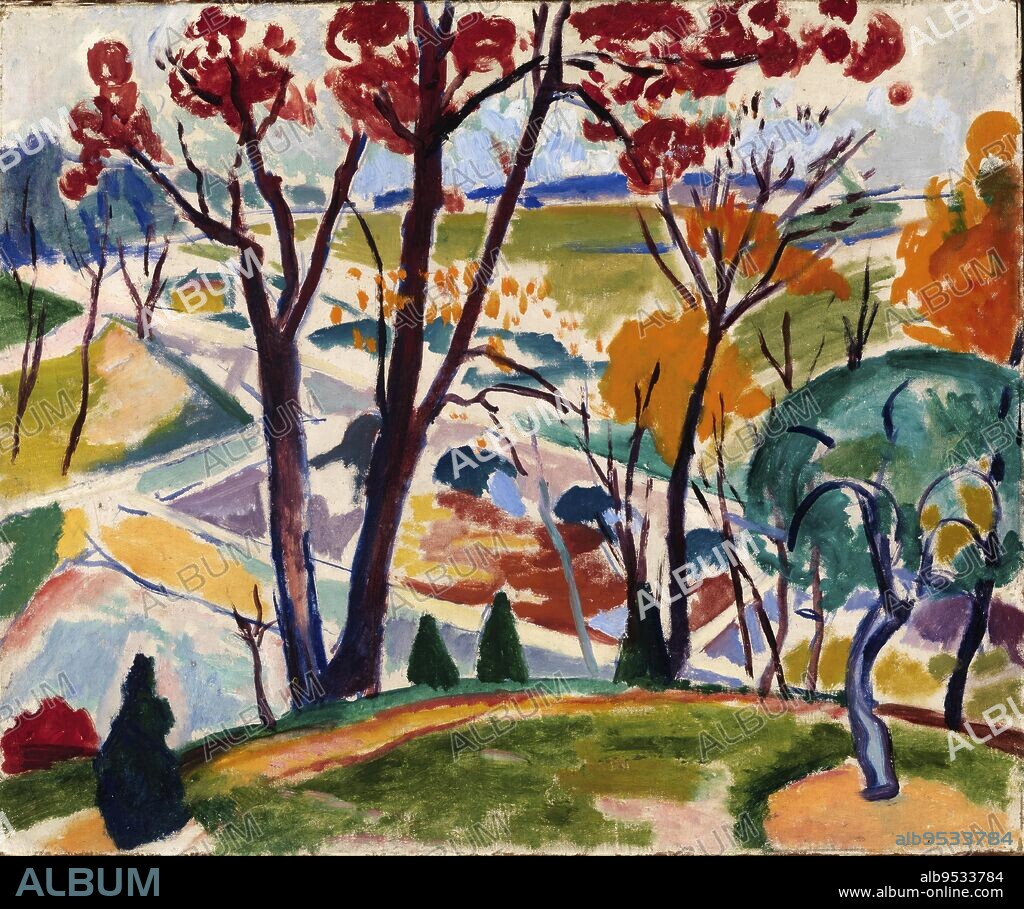 HENRY LYMAN SAYEN. Landscape, Bridge, Huntingdon Valley. oil on canvas. Date: ca. 1915-1916.