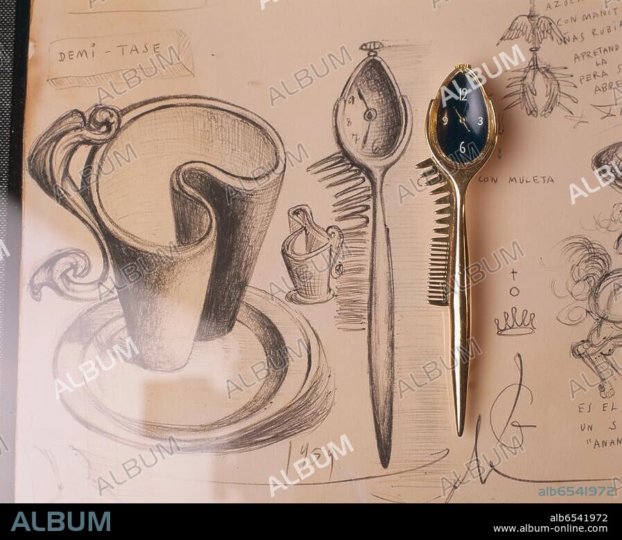 SALVADOR DALÍ. Dali, Salvador; 1904-1989. "Petite cuillère avec montre à quartz" ( Teelöffel mit Quartzuhr), 1959. Gold. Collection Mafalda Davis, Paris.