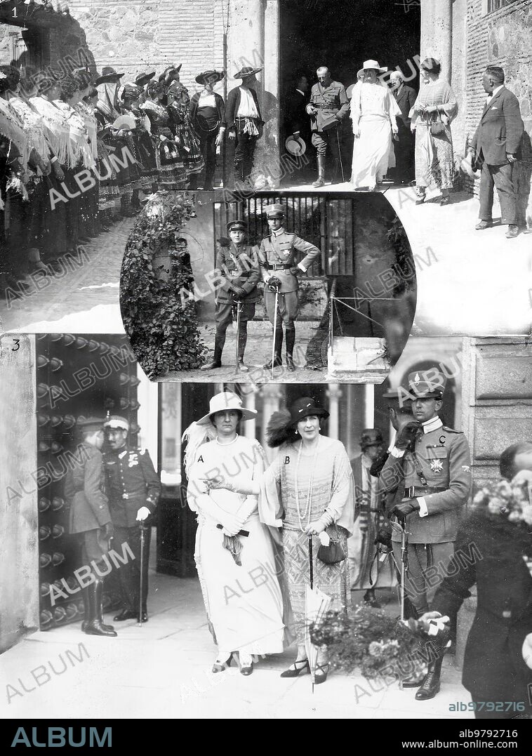 1924. The Kings of Italy Victor Manuel and Elena on a trip to Spain, in Toledo.