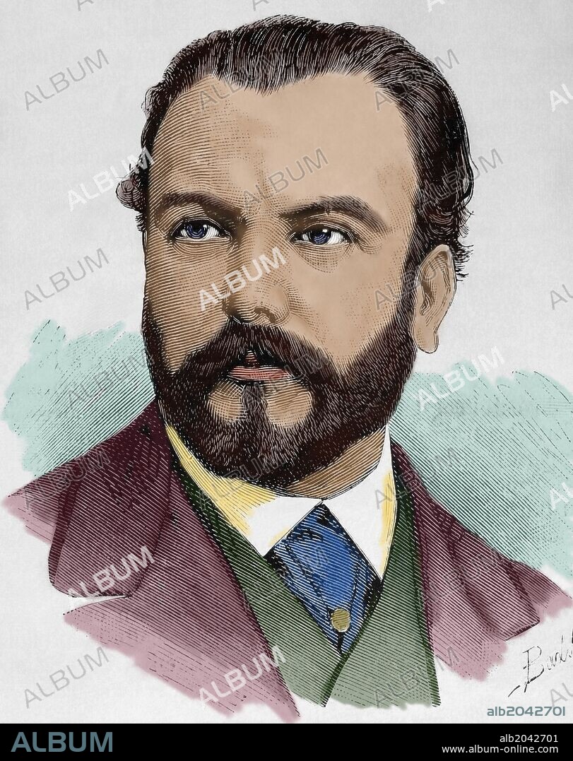 Salvador Albacete y Albert (1827-1890). Político español. Militante del Partido Moderado. Acompaña a Isabel II en su exilio a París tras la Revolución de 1868. Tras la restauración borbónica en España, es nombrado ministro de Ultramar, 1879. En febrero de 1885 es designado gobernador del Banco de España, cargo que ocuparía hasta su fallecimiento. Grabado coloreado.