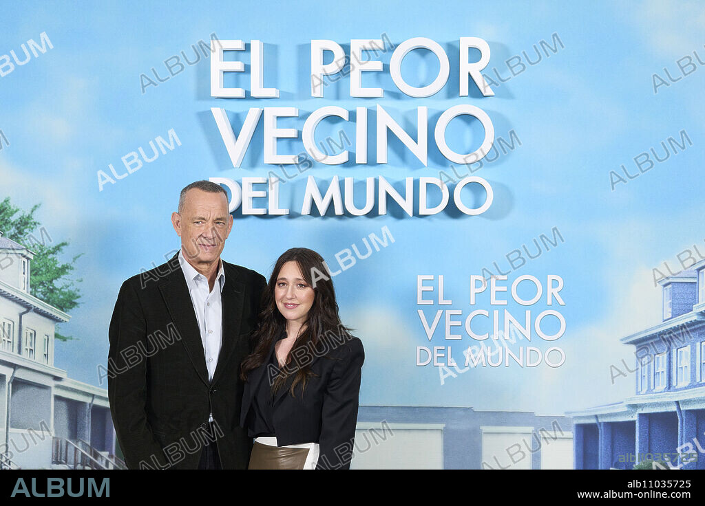 Tom Hanks, Mariana Trevino attends 'A Man Called Otto' Photocall at Ritz Hotel on December 12, 2022 in Madrid, Spain.