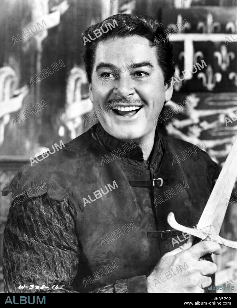 ERROL FLYNN en EL PRÍNCIPE NEGRO, 1955 (THE DARK AVENGER), dirigida por HENRY LEVIN. Copyright 20TH CENTURY FOX.