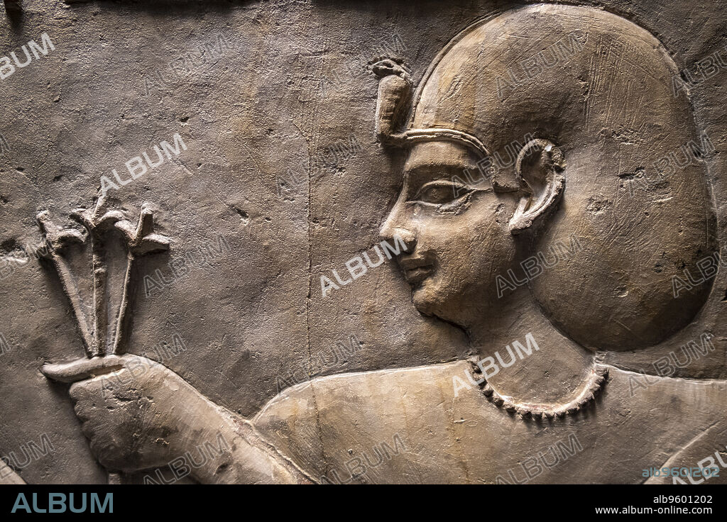 relief of the temple of pharaoh Ptolemy I, limestone, Ptolemaic dynasty, Temple of Hathor, Kom Abu Billo, Egypt, collection of the British Museum.