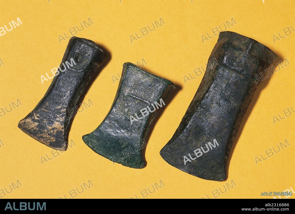 Prehistory. Metal Age. Iron Age. Tubular axes. From archaeological site  of El Brull and Plana de Vic, Catalonia. Episcopal Museum of Vic. Catalonia. Spain.